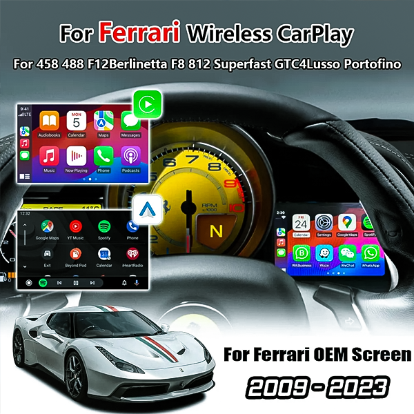 FERRARI F8 F48 458 488 F12 F8 812 CALIFONIA ITALIA SPYDER  2009 - 2025 APPLE CARPLAY INTERFACE 